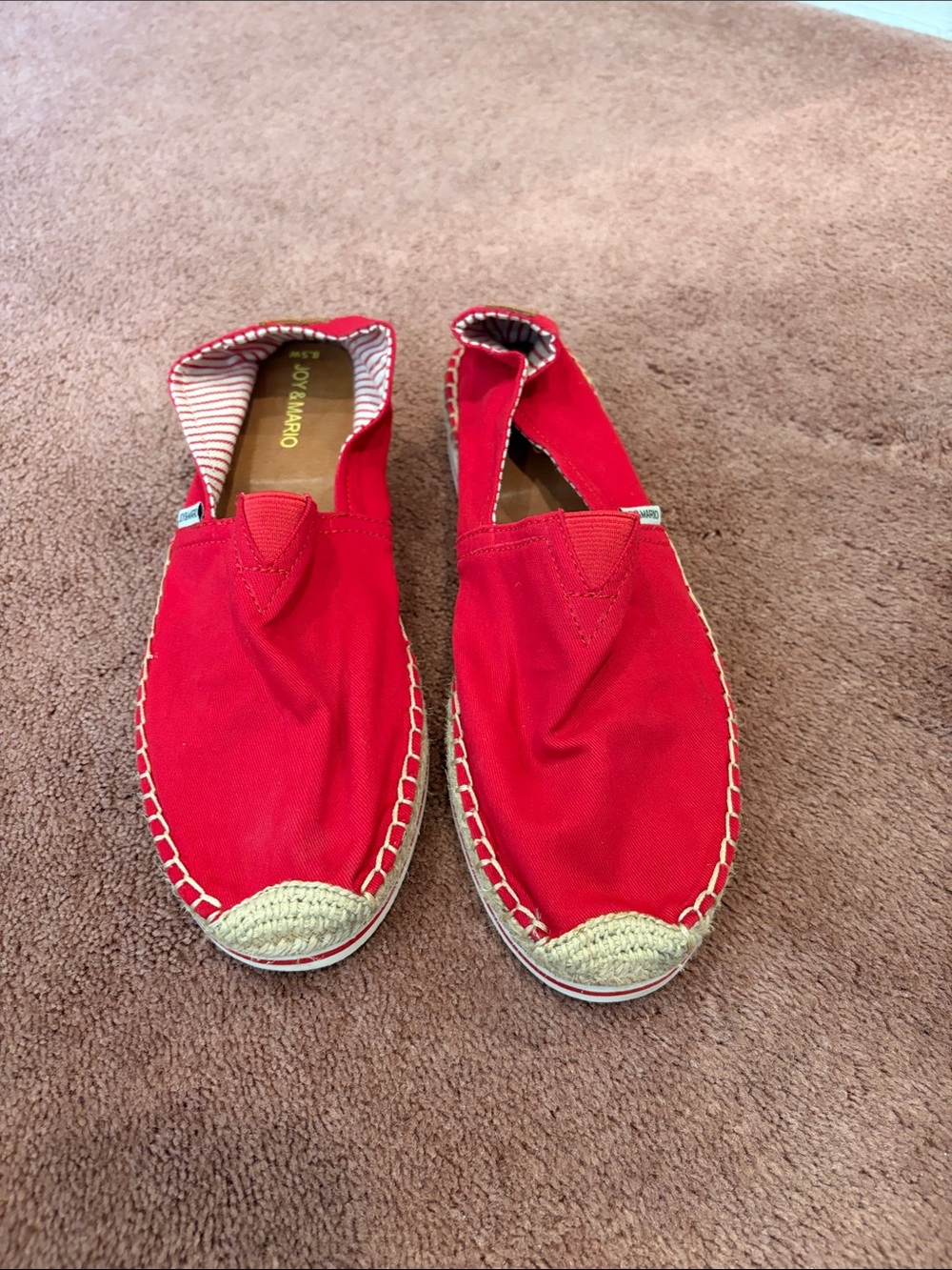 Joy&Mario shoes Trinity  sz 8.5  new condition red an white tan leather interior